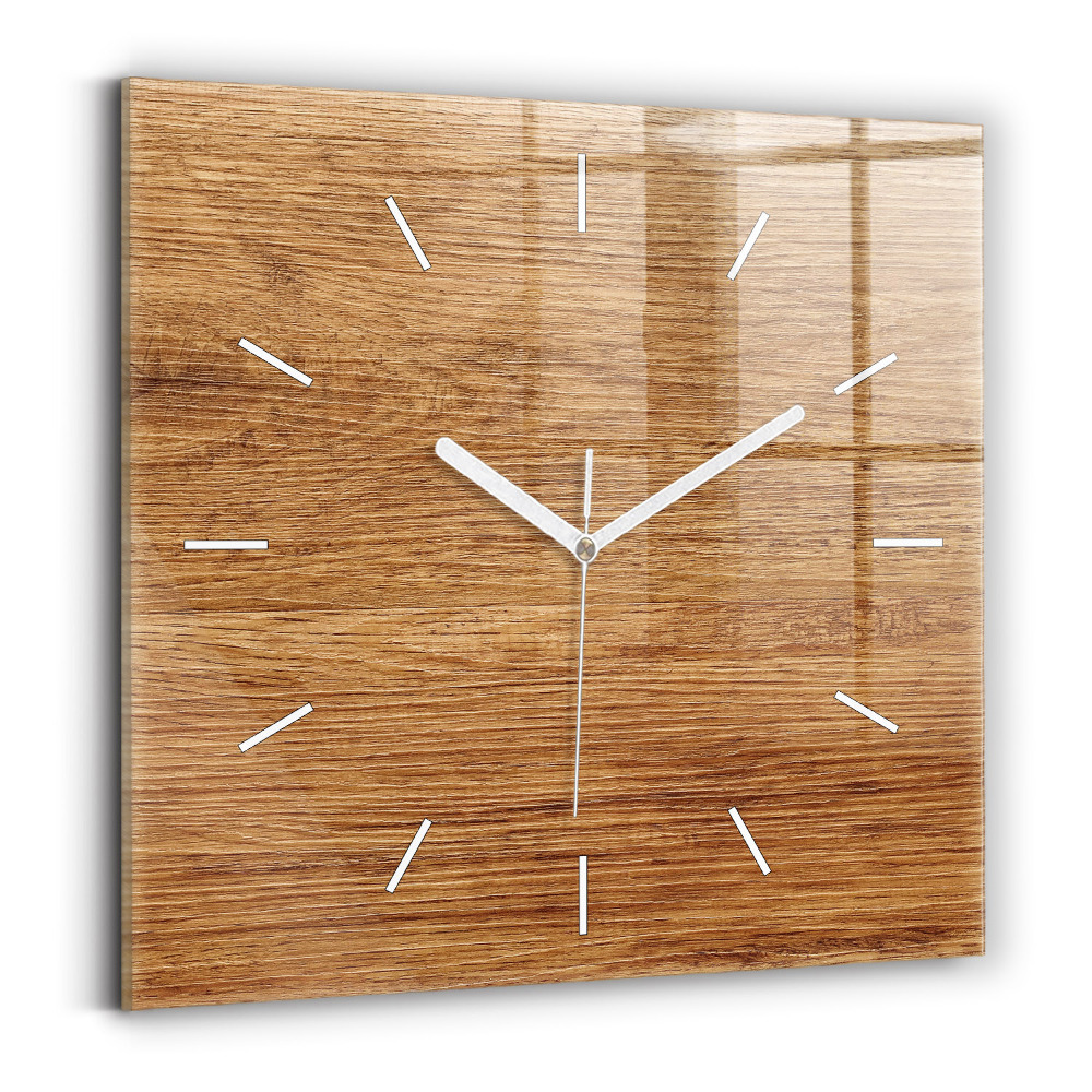 Horloge carrée en verre Bois clair