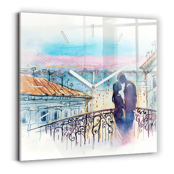 Horloge murale carrée Personnes sur aquarelle