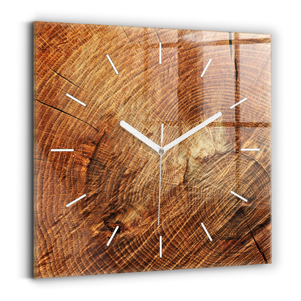 Horloge carrée en verre Vieux tronc d'arbre