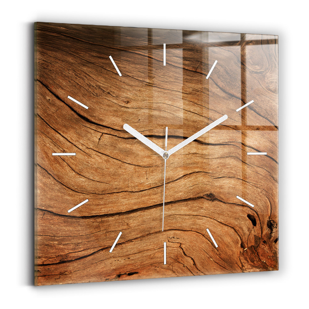Pendule carrée en verre Vieux bois