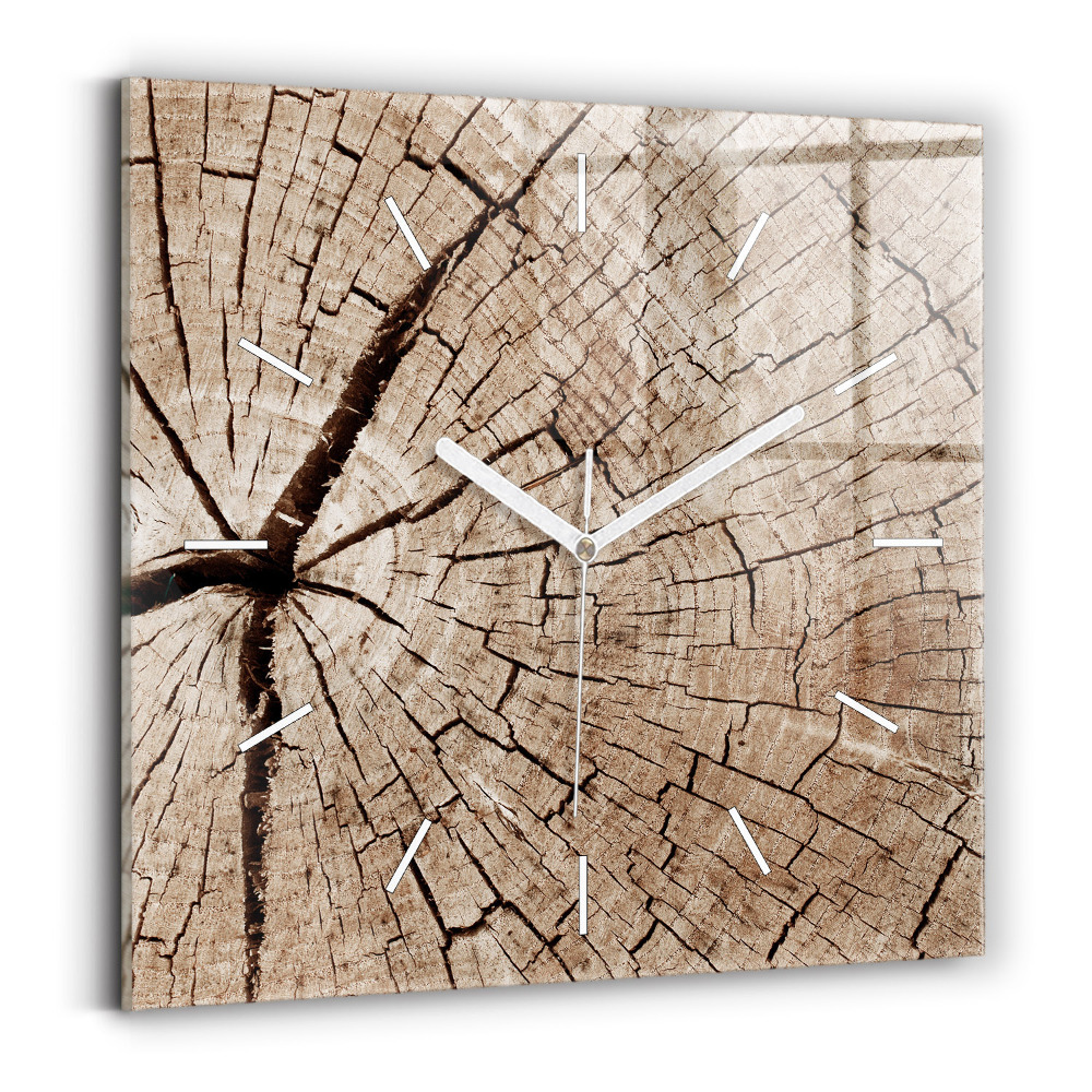 Horloge murale carrée Tronc en bois ancien