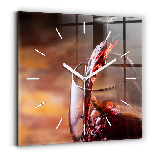 Pendule carrée en verre Verre de vin rouge