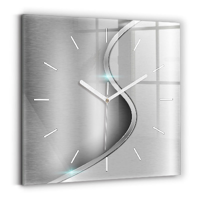 Horloge carrée en verre Abstraction en métal gris