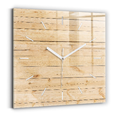 Horloge carrée en verre Planches en bois
