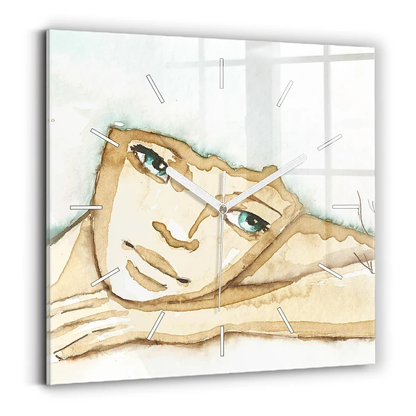 Horloge murale carrée Portrait de femme