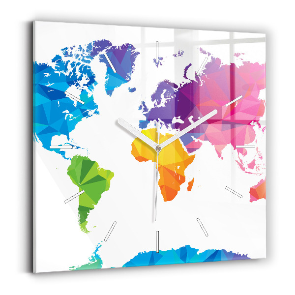 Horloge murale carrée Carte du monde abstraite