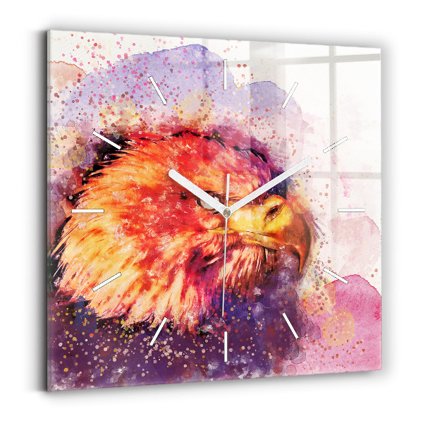 Pendule carrée en verre Aigle aquarelle