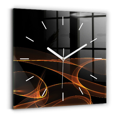 Horloge carrée en verre Lignes orange