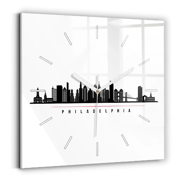 Horloge carrée en verre Illustration Philadelphie
