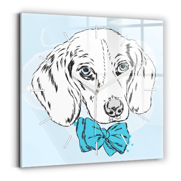 Pendule carrée en verre Chien chiot