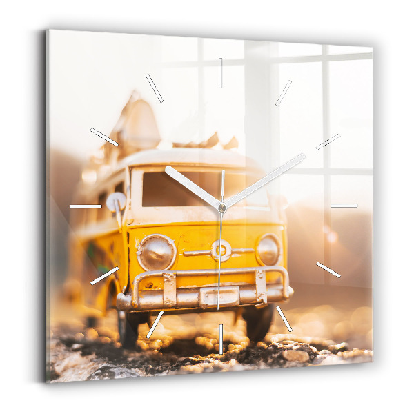 Horloge carrée en verre Voiture en vacances