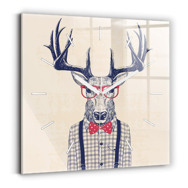 Horloge carrée en verre Cerf en chemise