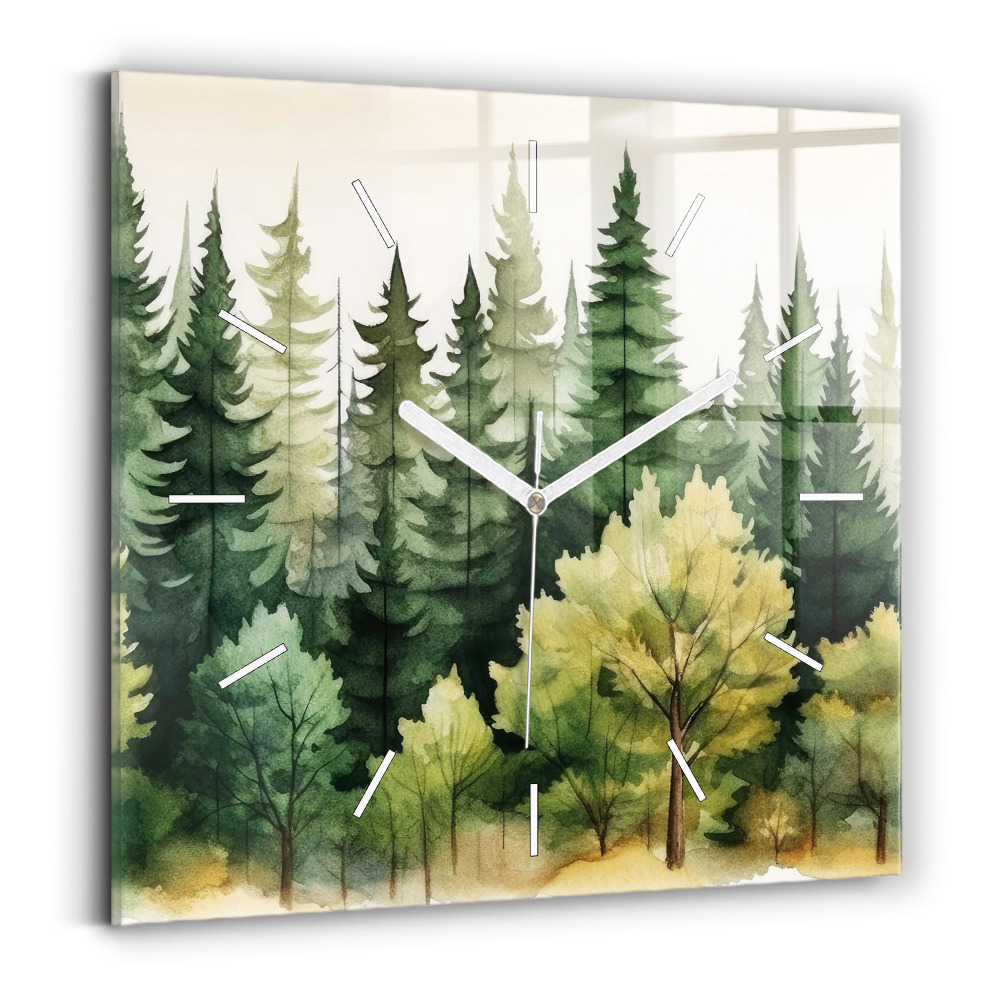 Pendule carrée en verre Paysage forestier