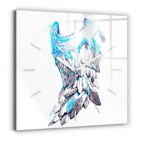 Horloge carrée en verre Imitation d'ailes d'oiseaux