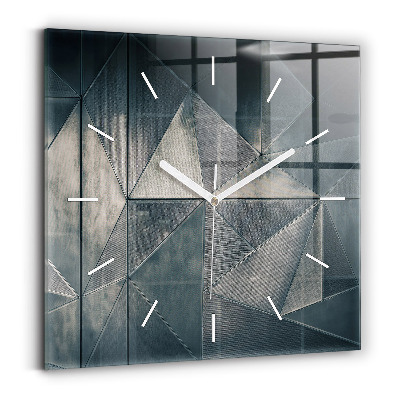 Horloge murale carrée Triangles abstraits en métal