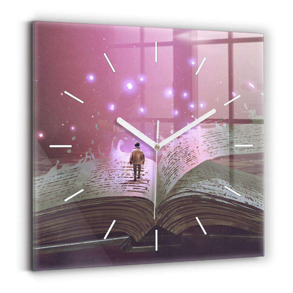 Pendule carrée en verre Abstraction livresque