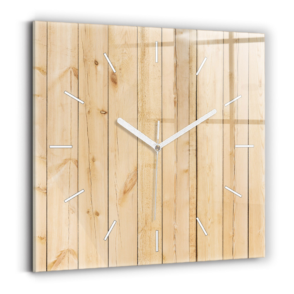 Horloge murale carrée Planches de bois