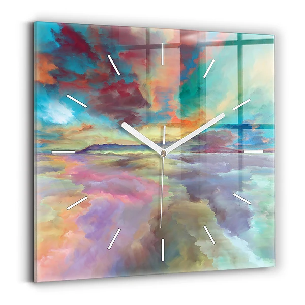 Horloge carrée en verre Paysage abstrait