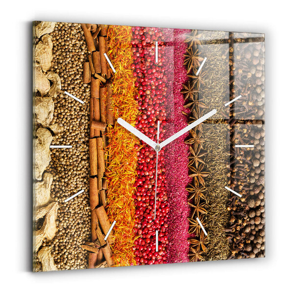 Horloge carrée en verre Rangées d'épices