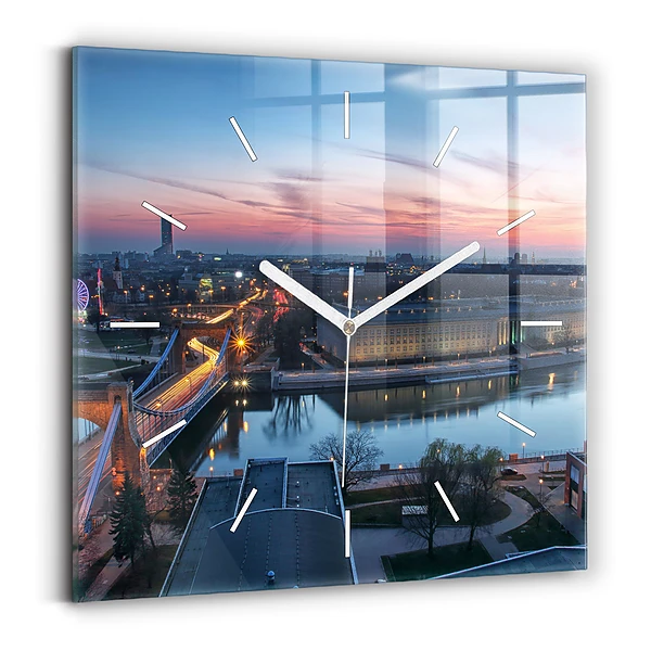 Horloge carrée en verre Wroclaw vue d'un drone