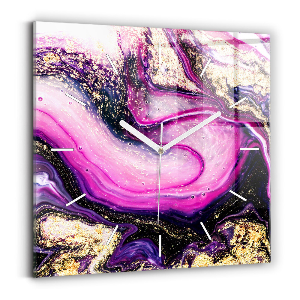 Horloge carrée en verre Marbre abstrait