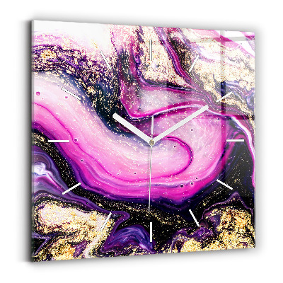 Horloge carrée en verre Marbre abstrait