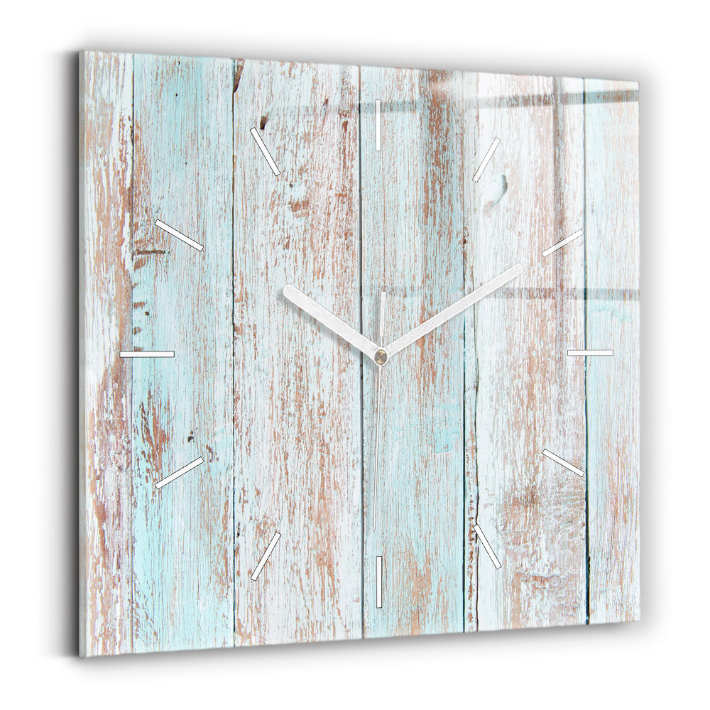 Pendule carrée en verre Bois pastel