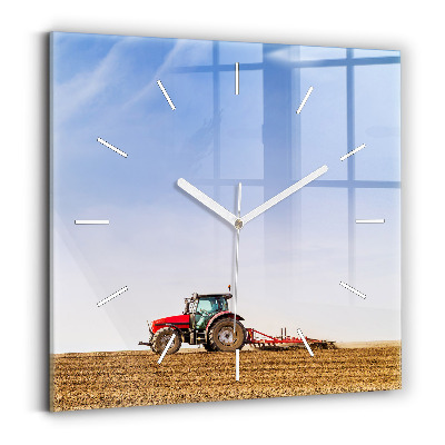 Horloge murale carrée Agriculteur dans un tracteur