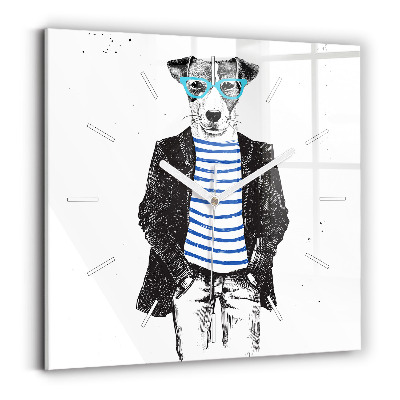 Horloge carrée en verre Chien dans un corps humain