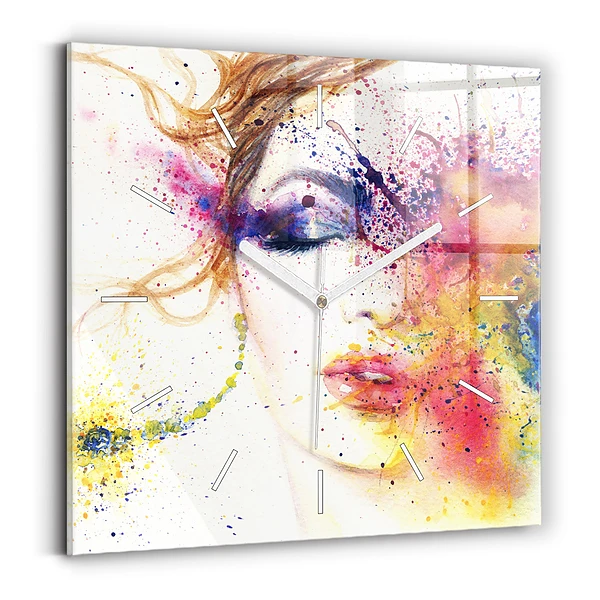 Pendule carrée en verre Portrait d'une femme mystérieuse