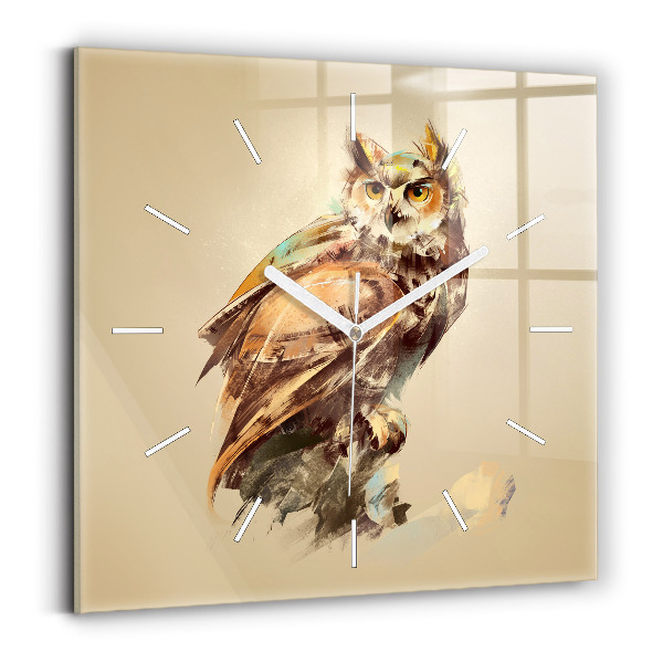 Horloge murale carrée Hibou - un signe de sagesse