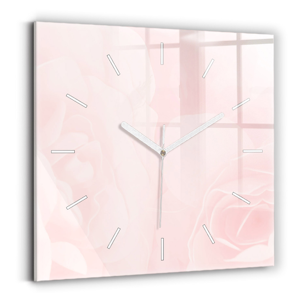 Horloge murale carrée Roses en fleurs