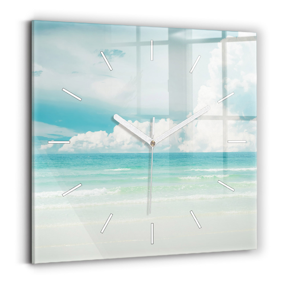 Horloge carrée en verre Paysage mer