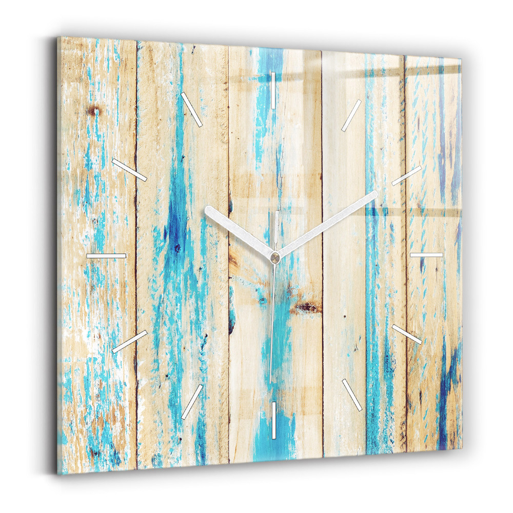 Horloge carrée en verre Bois rayé