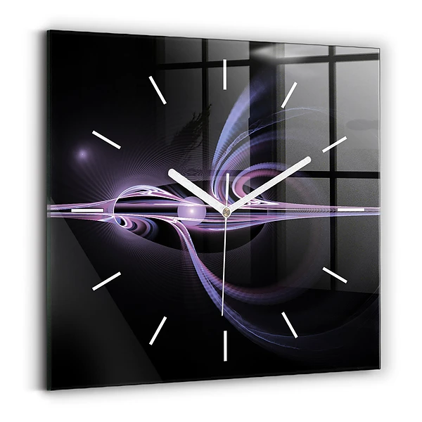 Horloge carrée en verre Abstraction violette