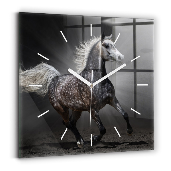 Horloge murale carrée Cheval au galop