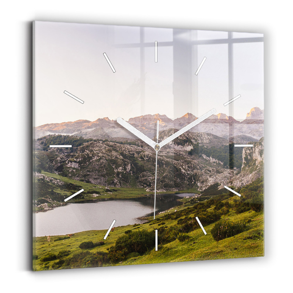 Pendule carrée en verre Lac et montagnes des Pyrénées