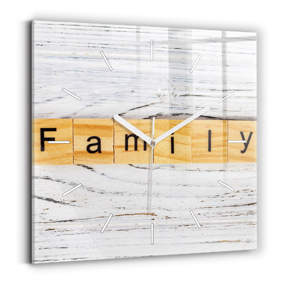 Horloge carrée en verre Famille
