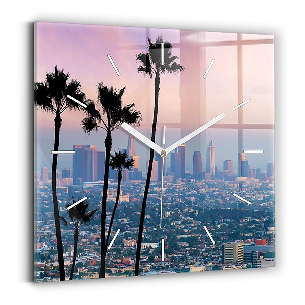 Horloge carrée en verre Coucher de soleil à Los Angeles