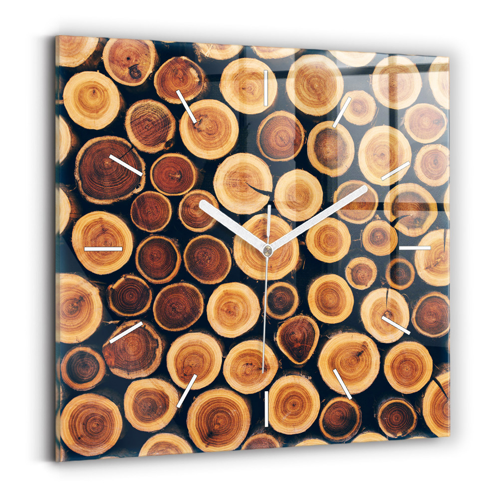 Pendule carrée en verre Bois