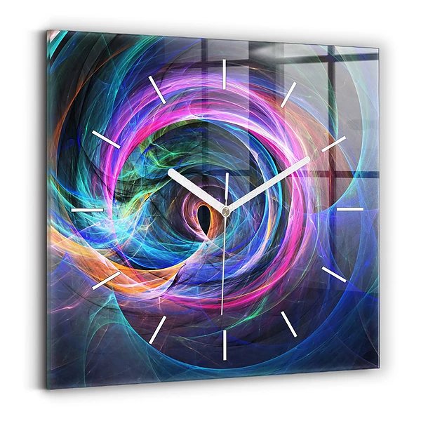 Horloge murale carrée Fractale colorée