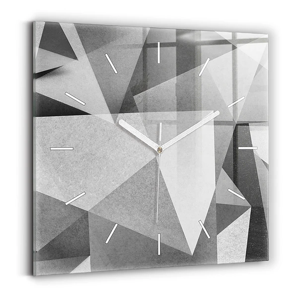 Horloge carrée en verre Abstraction géométrique grise
