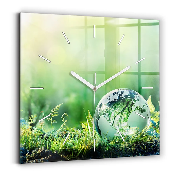 Horloge murale carrée Globe terrestre