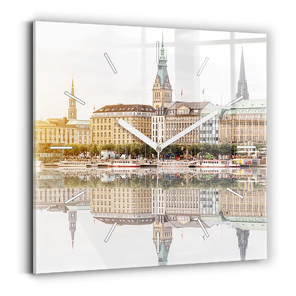 Horloge carrée en verre Fleuve Hambourg Allemagne