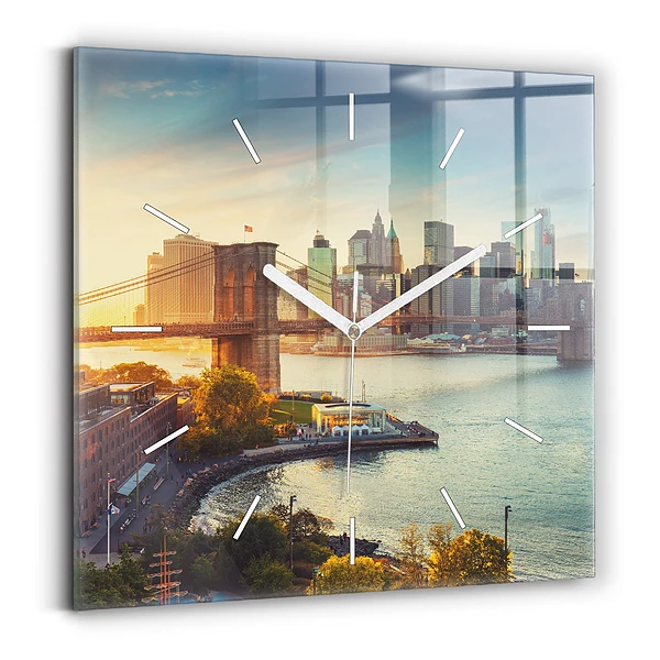 Horloge carrée en verre New York Manhattan