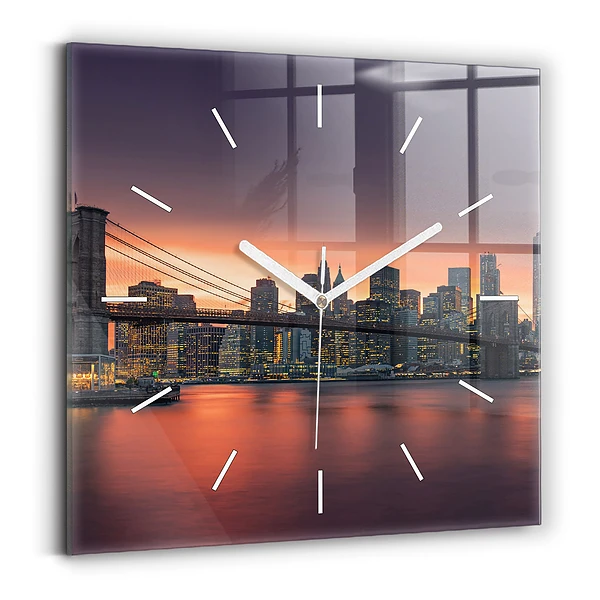 Pendule carrée en verre New York East River