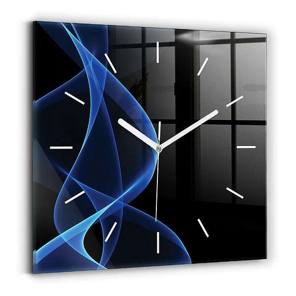 Horloge murale carrée Lignes bleues