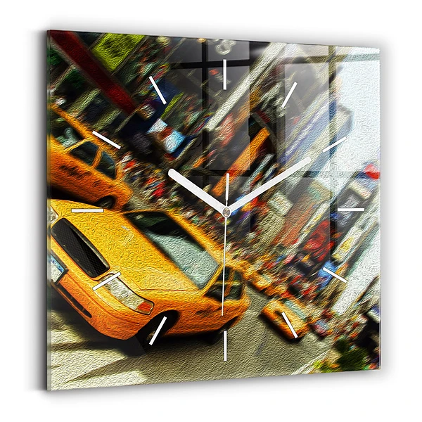 Horloge murale carrée Taxis de la ville de New York