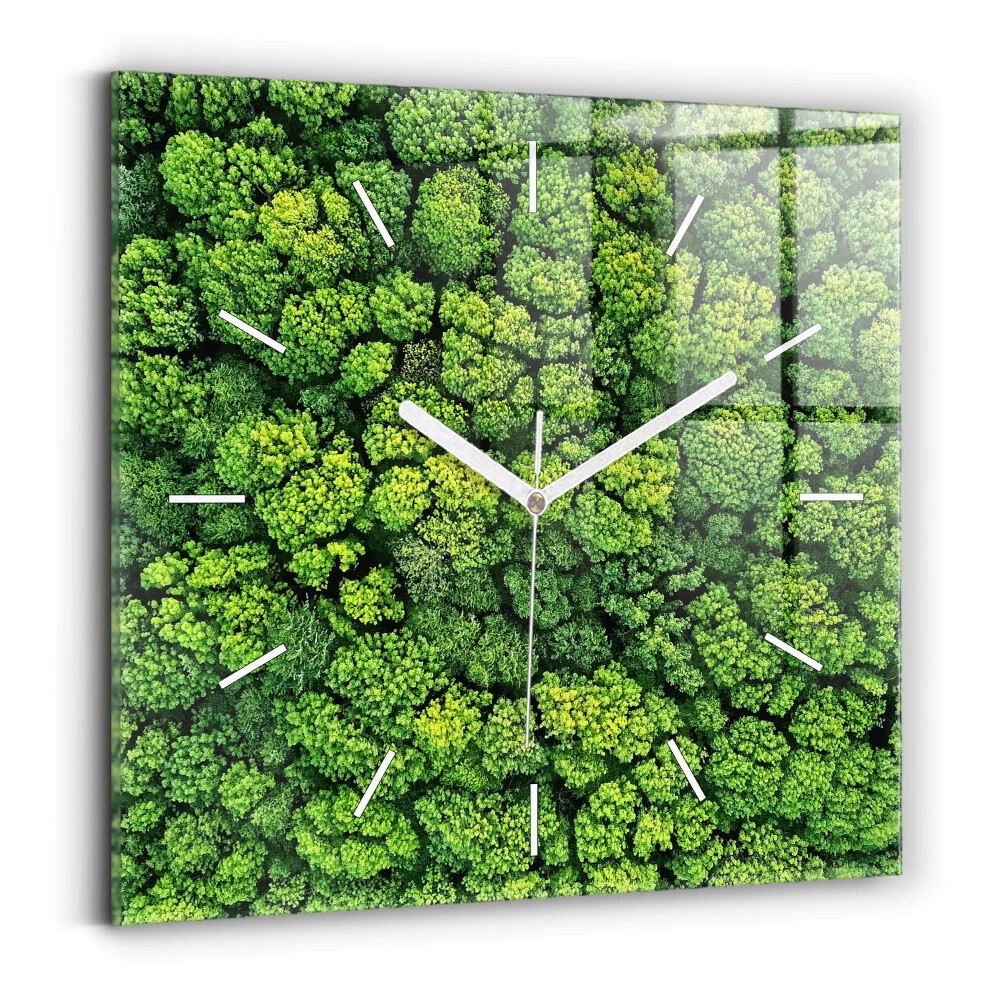 Pendule carrée en verre Forêt vue d'en haut