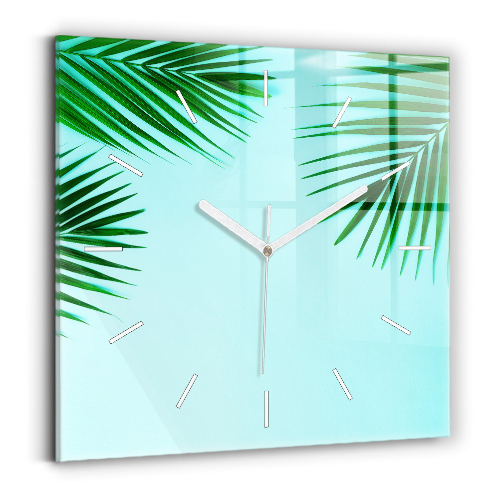Horloge murale carrée Palmiers verts